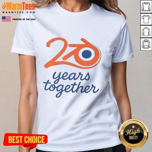 Awesome Blender logo celebrating 20 years, featured on a stylish ladies tee for Blender enthusiasts.