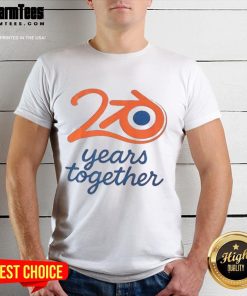 Awesome Blender Logo 20 Years Together T-Shirt showcasing a vibrant design celebrating Blender's 20th anniversary.