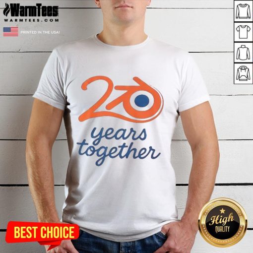 Awesome Blender Logo 20 Years Together T-Shirt showcasing a vibrant design celebrating Blender's 20th anniversary.