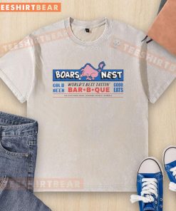 Awesome Boars Nest World's Best Tasting Bar B Que washed t-shirt featuring a vibrant design and comfortable fit.
