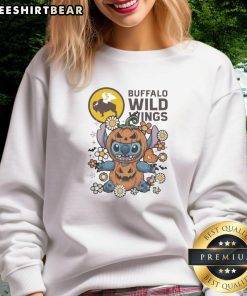 Awesome Buffalo Wild Wings stitch pumpkin costume Halloween sweatshirt for festive fall celebrations.