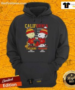 Awesome California Sports hoodie featuring Charlie Brown, USC Trojans, Snoopy, and San Francisco 49ers for game day.