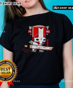 Alt Text: Awesome Castle Crashers Red Knight sketch on a revived ladies tee, featuring vibrant artwork and gaming style.