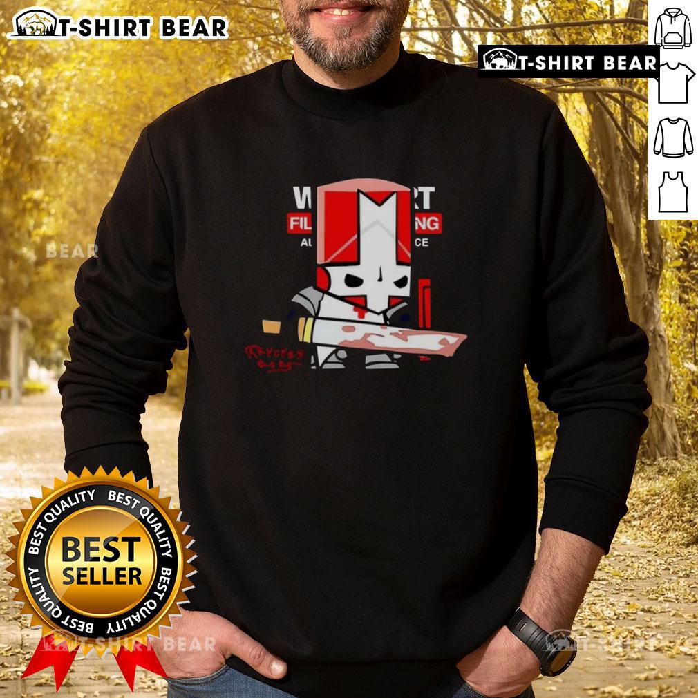 Awesome Castle Crashers Red Knight Sketch Revived Sweatshirt Awesome Castle Crashers Red Knight sketch on a revived sweatshirt, perfect for fans of the classic video game.