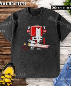 Awesome Castle Crashers Red Knight sketch on a revived washed t-shirt, featuring vibrant colors and unique design.
