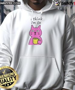 Awesome Cat hoodie featuring 'I Think I'm OK' graphic, perfect for cat lovers and cozy casual wear.