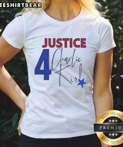 Awesome Charlie Kirk Justice Forever memorial ladies tee featuring a stylish design and vibrant colors for supporters.