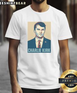Awesome Charlie Kirk Poster T-Shirt featuring a bold graphic design of Charlie Kirk, perfect for conservative apparel enthusiasts.