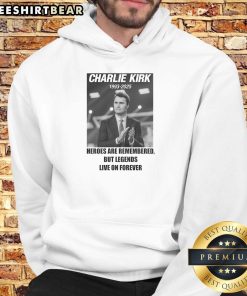 Awesome Charlie Kirk Rest In Peace RIP Tribute Memorial MAGA Hoodie featuring patriotic design and bold lettering.