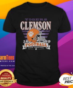 Awesome Clemson Tigers Stripe Splash T-Shirt featuring vibrant stripes and the iconic Clemson Tigers logo for fans.
