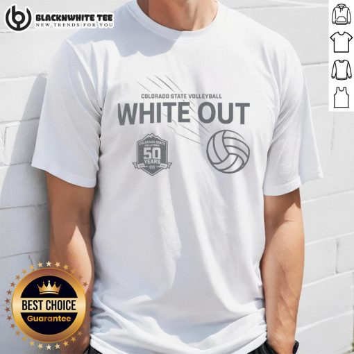 Alt Text: Awesome Colorado State Volleyball White Out 2025 T-Shirt featuring bold graphics and team colors for fans.