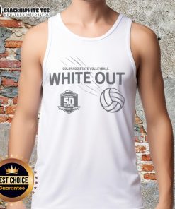 Alt Text: Awesome Colorado State Volleyball White Out 2025 Tank Top featuring a stylish design for fans and athletes.