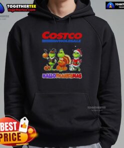 Awesome Costco Wholesale X Grinch cosplay hoodie for Happy HalloThanksMas featuring vibrant colors and festive design.