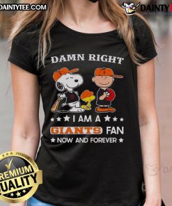 Awesome Giants Fan Tee featuring Snoopy and Charlie Brown, perfect for ladies showing team spirit and love for the Giants.