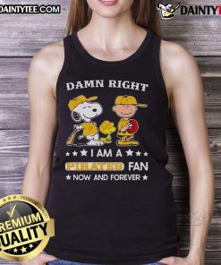 Awesome pirates fan tank top featuring Snoopy and Charlie Brown, perfect for showing your team spirit and style.