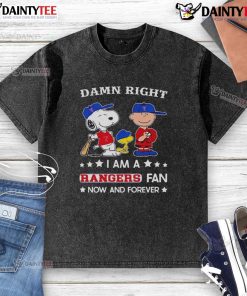 Awesome Rangers fan Snoopy and Charlie Brown washed t-shirt showcasing team spirit and timeless friendship.