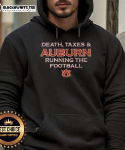 Awesome Death Taxes Auburn Running The Football hoodie in vibrant colors, perfect for fans and casual wear.