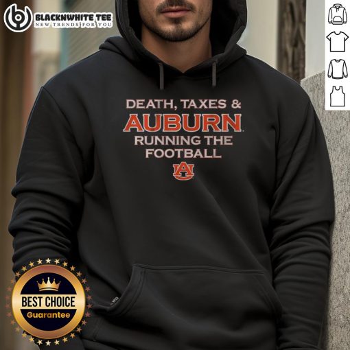 Awesome Death Taxes Auburn Running The Football hoodie in vibrant colors, perfect for fans and casual wear.