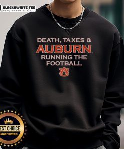 Awesome Death Taxes Auburn Running the Football Sweatshirt featuring bold design and Auburn colors, perfect for fans.