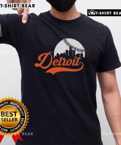 Awesome Detroit Tigers Baseball Skyline T-Shirt featuring a vibrant design of Detroit's skyline and team logo.