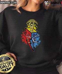 Awesome Dino Rangers sweatshirt featuring vibrant graphics and a cozy design for fans of dinosaur-themed apparel.