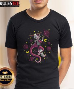 Alt Text: Awesome Dragon Ball Frieza cosmic villain t-shirt featuring retro anime design with vibrant space and planets.