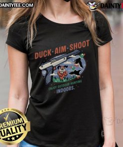 Awesome Duck Aim Shoot Enjoy tee for outdoor hunting and retro gaming, perfect for ladies who love adventure.