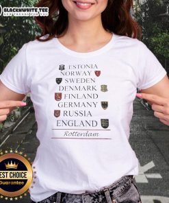 Awesome Estonia Norway Sweden Denmark Finland Germany Russia England Ladies Tee showcasing Nordic and Baltic designs.