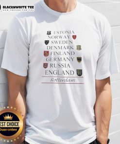 Awesome Estonia Norway Sweden Denmark Finland Germany Russia England T-Shirt featuring a vibrant travel-themed design.