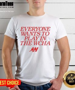 Alt Text: Awesome Everyone Wants To Play In The WCHA T-Shirt design featuring bold graphics and vibrant colors for fans.