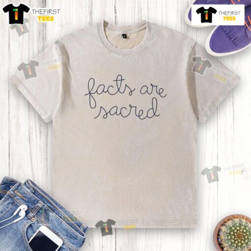Awesome Facts Are Sacred washed t-shirt in soft fabric, perfect for casual wear and unique style.