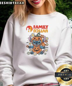 Alt Text: Awesome Family Dollar Stitch Pumpkin Costume Halloween Sweatshirt featuring a vibrant design and cozy fit for festive fun.