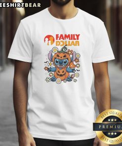 Awesome Family Dollar Stitch Pumpkin Costume Halloween T-Shirt featuring a colorful Stitch graphic for festive fun.