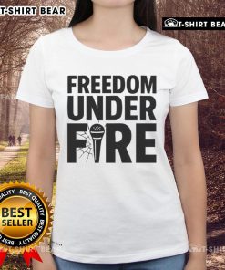 Awesome Freedom Under Fire Charlie Kirk Ladies Tee featuring bold graphic design for empowering women's fashion.