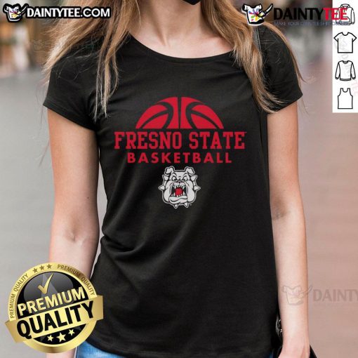 Awesome Fresno State Bulldogs basketball hype ladies tee featuring vibrant team colors and stylish design for fans.