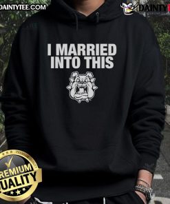 Awesome Fresno State Bulldogs 'I Married Into This' hoodie design featuring team colors and logo.