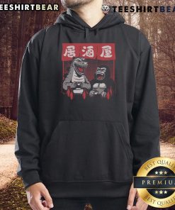 Alt Text: Awesome Giant Movie Monsters Bar hoodie featuring Kong and Godzilla, perfect for fans of iconic film creatures.