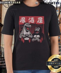 Awesome Giant Movie Monsters Bar: Kong and Godzilla graphic on a stylish ladies tee, perfect for fans of classic films.