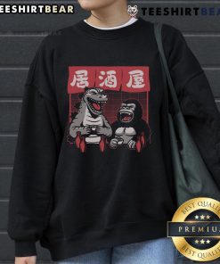 Alt Text: Awesome Giant Movie Monsters sweatshirt featuring Bar Kong and Godzilla, perfect for fans of epic monster films.