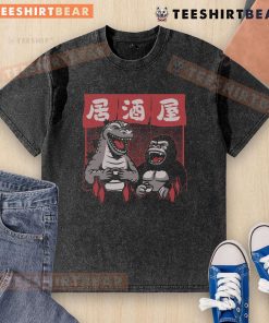 Alt Text: Awesome Giant Movie Monsters Bar T-Shirt featuring Kong and Godzilla, perfect for fans of iconic monster films.