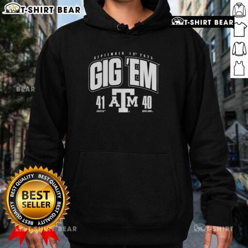Awesome Gig Em Texas A&M Aggies vs Notre Dame Fighting Irish 2025 hoodie celebrating the thrilling 41-40 score.