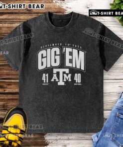 2025 Awesome Gig 'Em Texas A&M Aggies vs. Notre Dame Fighting Irish shirt, score 41-40, washed vintage style.