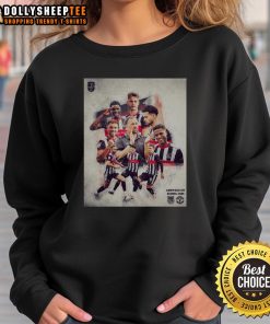 Alt Text: Awesome Grimsby Town soccer player sweatshirt featuring vibrant team colors and logo, perfect for fans.