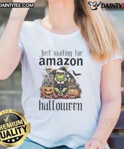 Awesome Grinch Halloween ladies tee featuring a festive design perfect for celebrating Halloween in style.