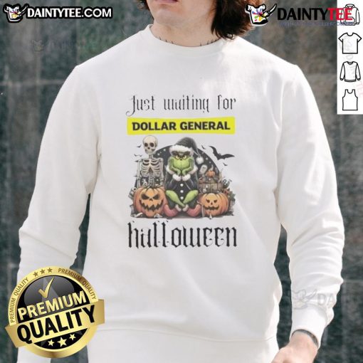 Alt Text: Awesome Grinch Halloween sweatshirt from Dollar General, featuring a festive design perfect for the spooky season.