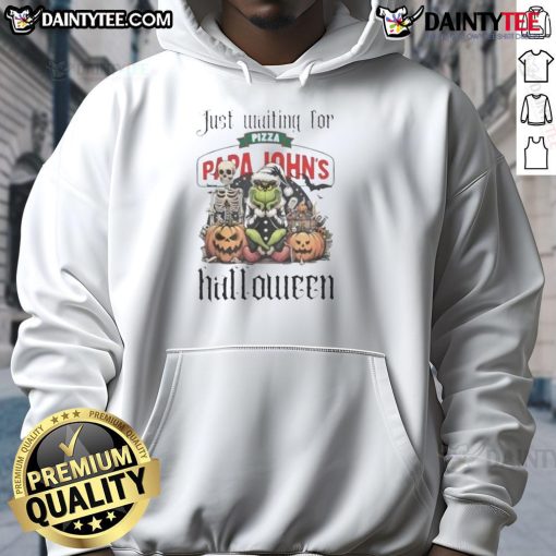 Alt Text: Awesome Grinch Halloween hoodie featuring a playful design, perfect for enjoying Papa John's pizza this season.