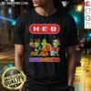 Awesome H-E-B X Grinch Cosplay Happy Hallothanksmas T-Shirt featuring vibrant graphics of the Grinch and festive design.