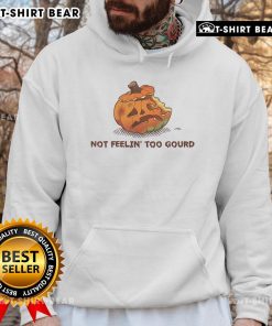 Awesome Halloween pumpkin hoodie with 'Not Feeling Too Gourd' design, perfect for festive fall fashion.
