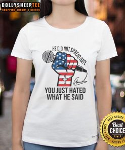 Charlie Kirk signature ladies tee with 'Awesome He Did Not Spread Hate' design, perfect for expressing individuality.