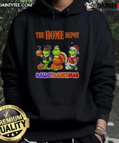 Awesome Home Depot X Grinch cosplay hoodie for Happy HalloThanksMas, featuring festive designs and vibrant colors.